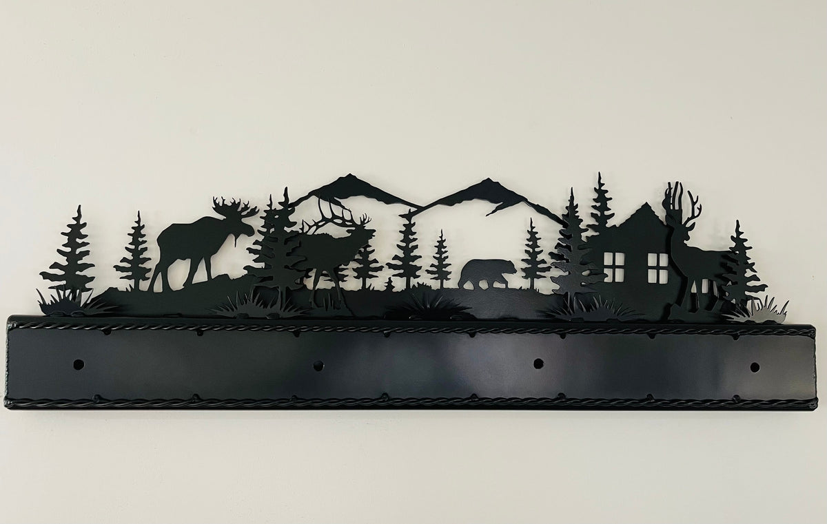 Black Bathroom Vanity Light with Moose Elk Bear and Deer