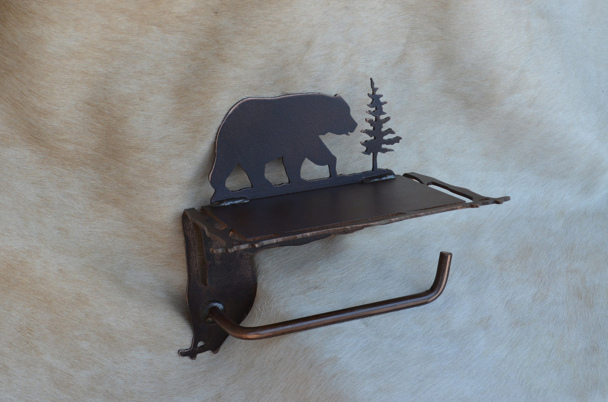 TP Holder With Shelf In Any of Our Styles Squirrel Bear Elk Tree Duck Moose Toilet Paper Holder Shelf for Phone Rustic Bath Decor Gift