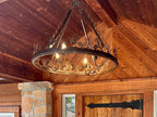 Western Chandelier Cowboy Cattle Drive Handmade Western Lighting Metal Ring Ranch Light