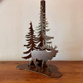 Rustic Elk Lamp Large Light Metal Table Lamp Elk Decor Light Mountain Lodge Lamp Pine Cedar Light Cozy Cabin Decor Elk Lamp