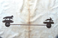 Towel Bar Fox and Rabbit Rustic Bath Towel Bar Handmade Metal Bath Decor Fox Bunny Gift Lakehouse bath gift Lodge Decor