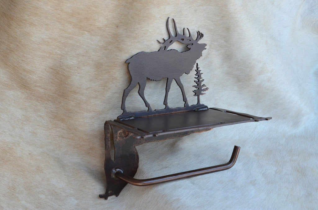 Rustic Bathroom TP Holder With Shelf In Any of Our Styles Bear Elk Tree Duck Moose Toilet Paper Holder Shelf for Phone Rustic Decor Gift