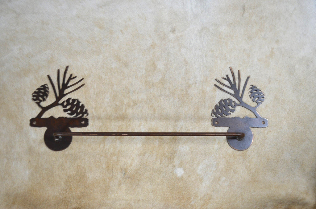 Towel Bar Pine Cone Lodge Rustic Towel Bar Cozy Cabin Decor Gift Pine Cone Lakehouse Gift Rustic bath hardware