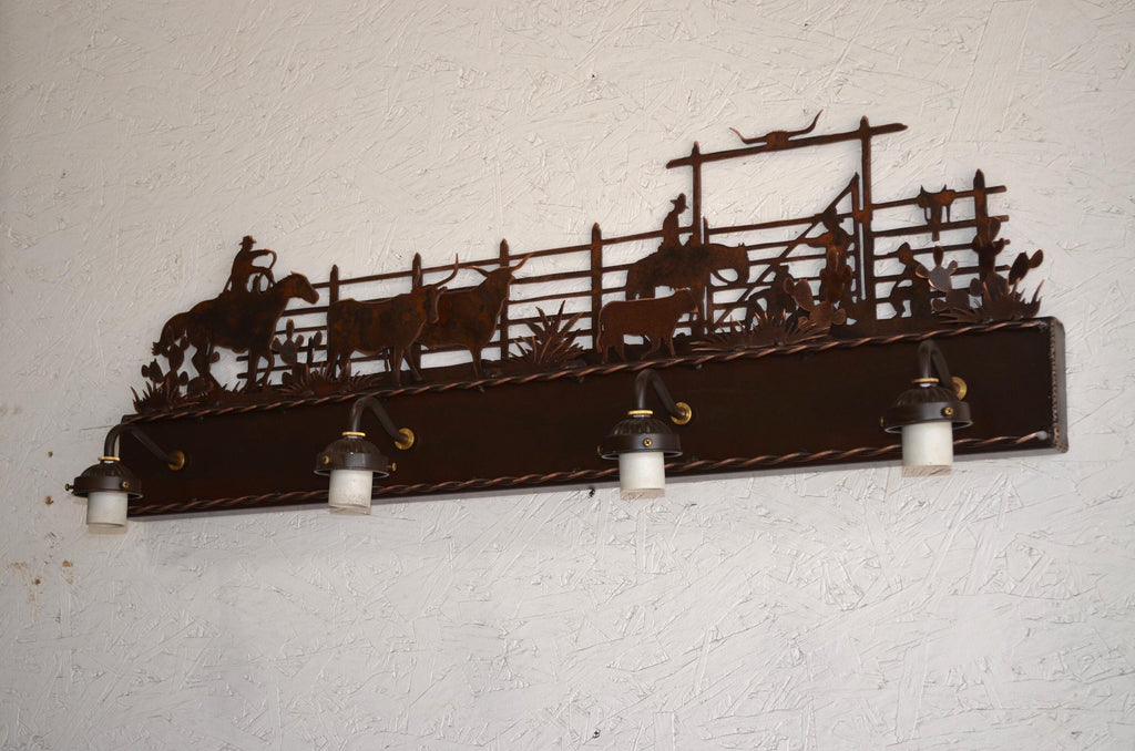 Vanity Lights Corral Western Light Cowboy Bathroom Light Western Ranch Light Farm Rustic Bath Light Cattle Decor