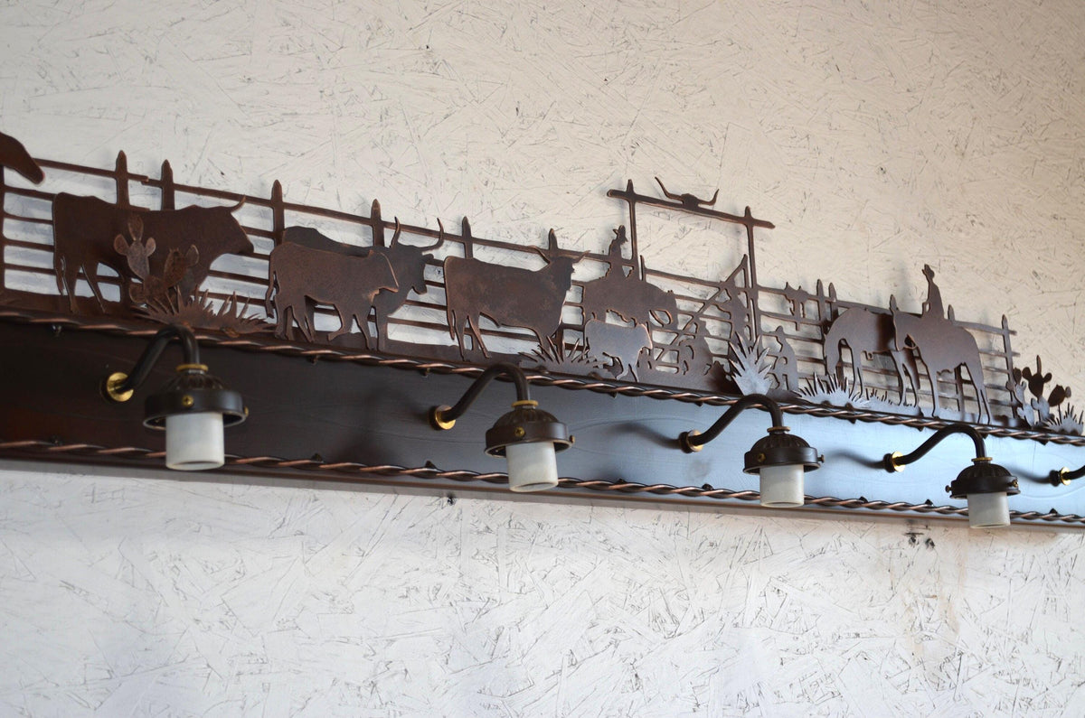 Vanity Lights Corral Western Light Cowboy Bathroom Light Western Ranch Light Farm Rustic Bath Light Cattle Decor