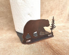 Rustic Bear Paper Towel Holder: Metal Kitchen Decor