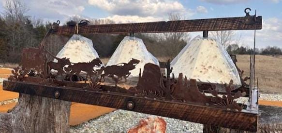 Chandelier StageCoach Rectangle Light Western Sheepskin Shades Chuck Wagon Chandelier Western Horse Light Barn Wood Frame Handmade Light