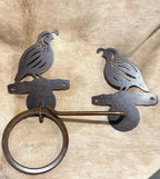 Handmade Quail Rustic Bathroom Hardware Set. Towel bar, Toilet Paper, Towel Ring