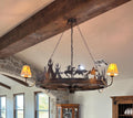 Buffalo Hunt Handmade Wagon Wheel Chandelier