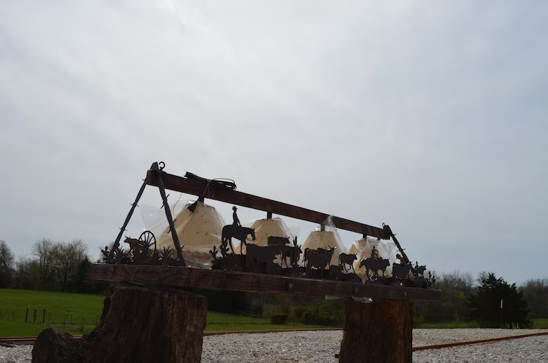 Cattle Drive Barn Wood Chandelier