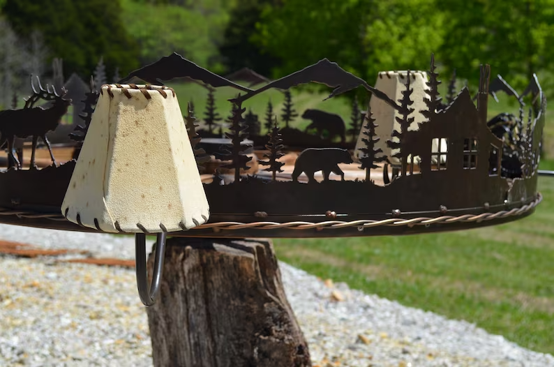 Lodge Wagon Wheel Chandelier