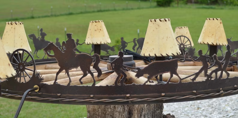 Branding Scene Wagon Wheel Chandelier