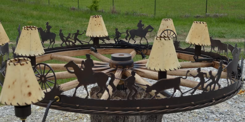 Branding Scene Wagon Wheel Chandelier