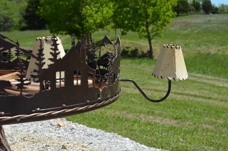 Lodge Wagon Wheel Chandelier