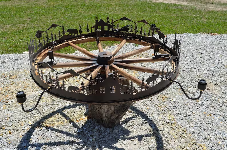 Lodge Wagon Wheel Chandelier