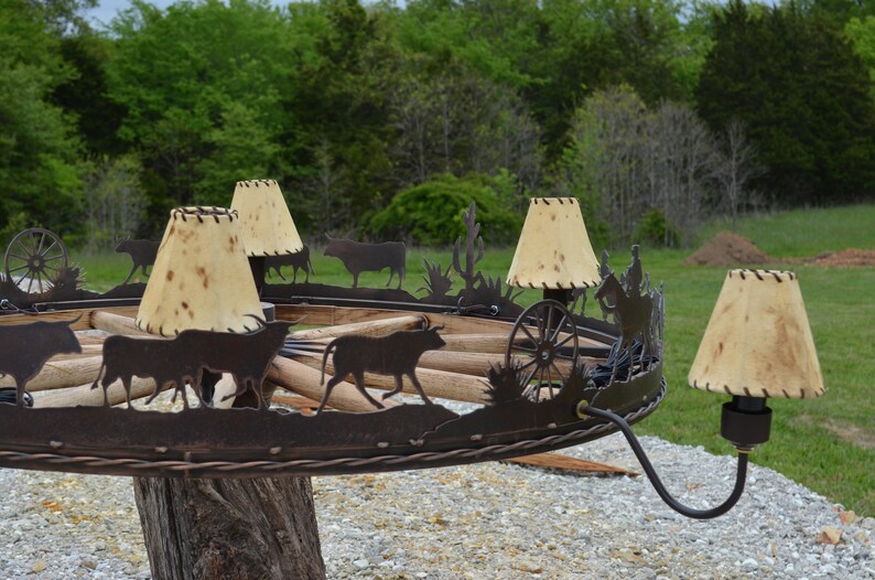 Branding Scene Wagon Wheel Chandelier