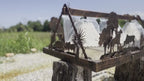 Cattle Drive Chandelier: Handmade Barn Wood Frame, Sheepskin Shades, Brahma, Palmetto, Palm Custom Trees Western Lighting
